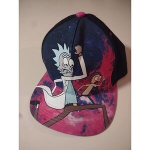 Rick and Morty Space Scene Snapback Hat Black Pink Adjustable Cap Adult Swim